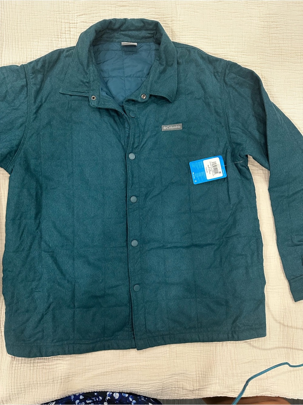 Columbia Men's Dark Teal Quilted Snap-Front Jacket